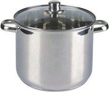 Deep Induction Stainless Steel Stockpot Soup Stew Stock Pot Pan With Glass Lid