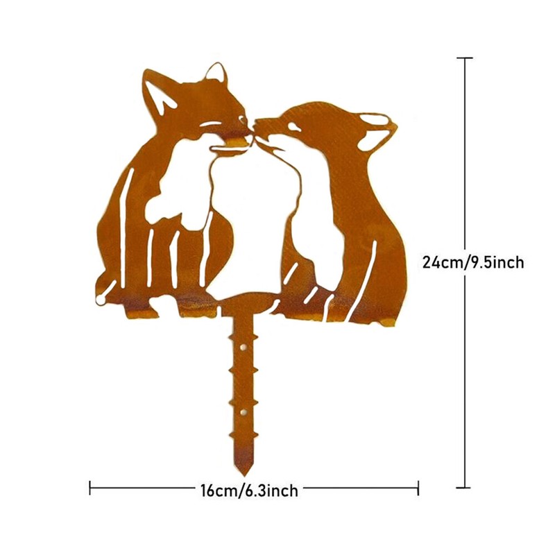 Fox Shaped Garden Yard Decor Tree Decoration Metal Corten Steel Outdoor Ornament