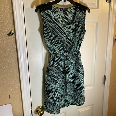 Delirious Los Angeles Women SMALL Asymmetrical Dress Pockets Abstract Geometric