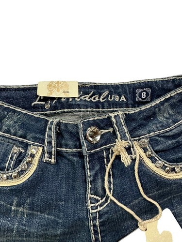 Girls Kids LA Idol Jeans Capri sz 8 23 x 12.5 NWT Rhinestones Denim - Picture 7 of 13