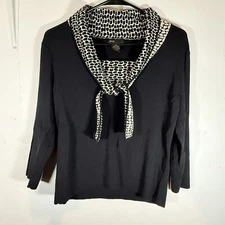 GRACE ELEMENTS WOMENS MEDIUM LONG SLEEVE TOP SHAWL COLLAR ANIMAL PRINT FRONT TIE