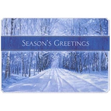 Season's Greetings Snow Covered Road and Trees Box of 14 Christmas Cards