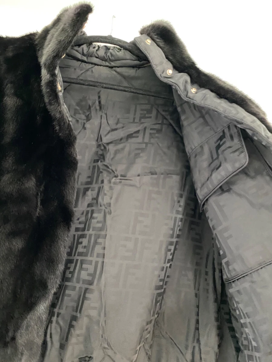 Fendi black mink Fun Fur Nylon reversable vest fashion logo FF