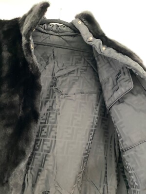 Fendi black mink Fun Fur Nylon reversable vest fashion logo FF 
