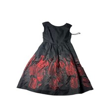 Cynthia Steffe Black Red Floral Brocade Fit Flare Dress Women's Size 8