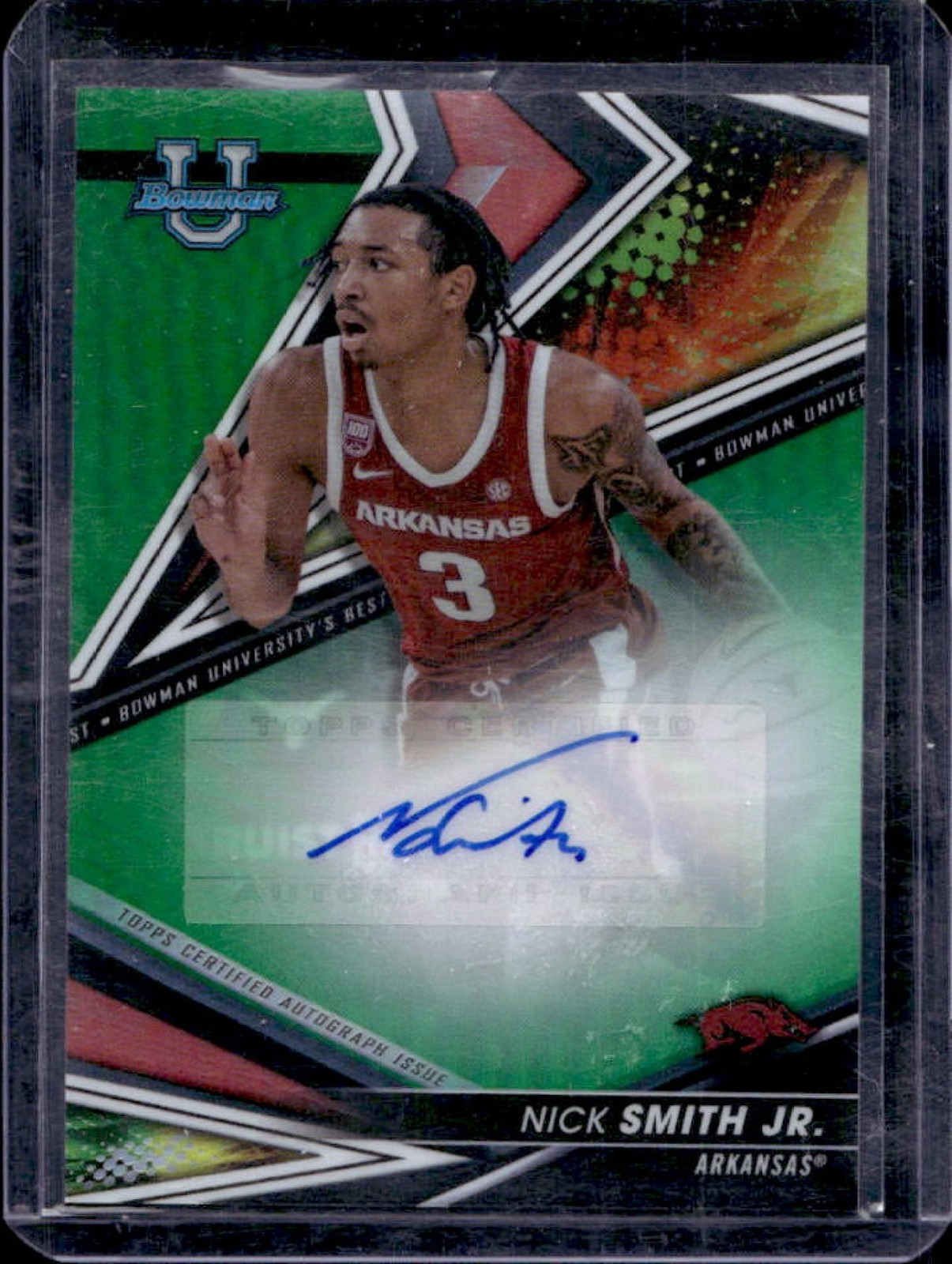 2022-23 Bowman University Best Nick Smith Jr. Auto Green Refractor #37/99