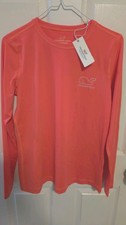 Vineyard Vines Neon Coral LS Whale Swim Shirt Sz Small UPF 50 Quick Dry NWT