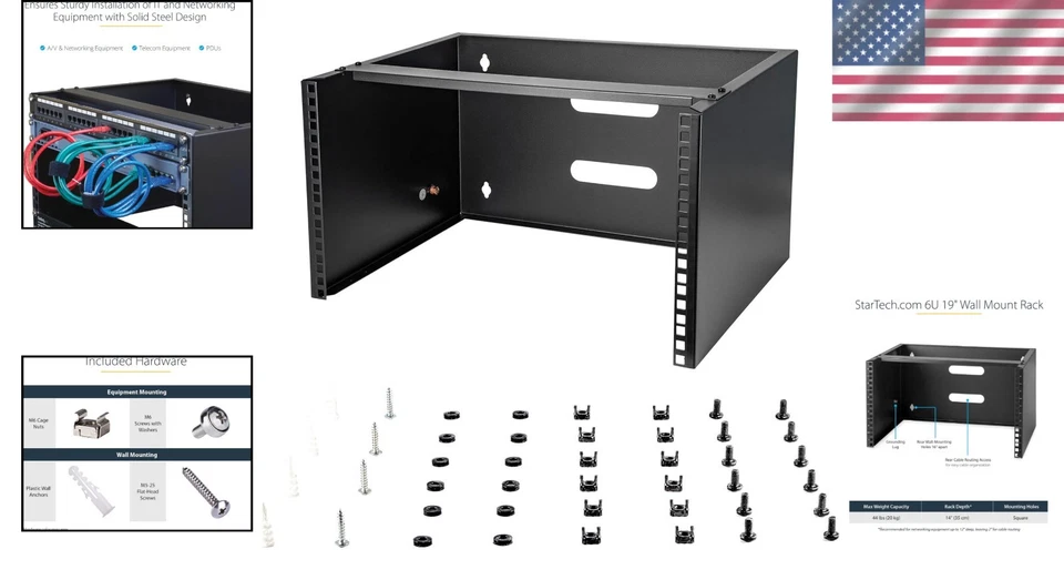 6U Wall Mount Network Rack - Low Profile 14In Deep - Secure Your Equipment - Image 2 of 4