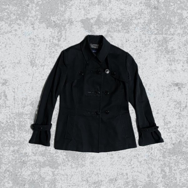 Women Trussardi Trench Coat Black Cotton M