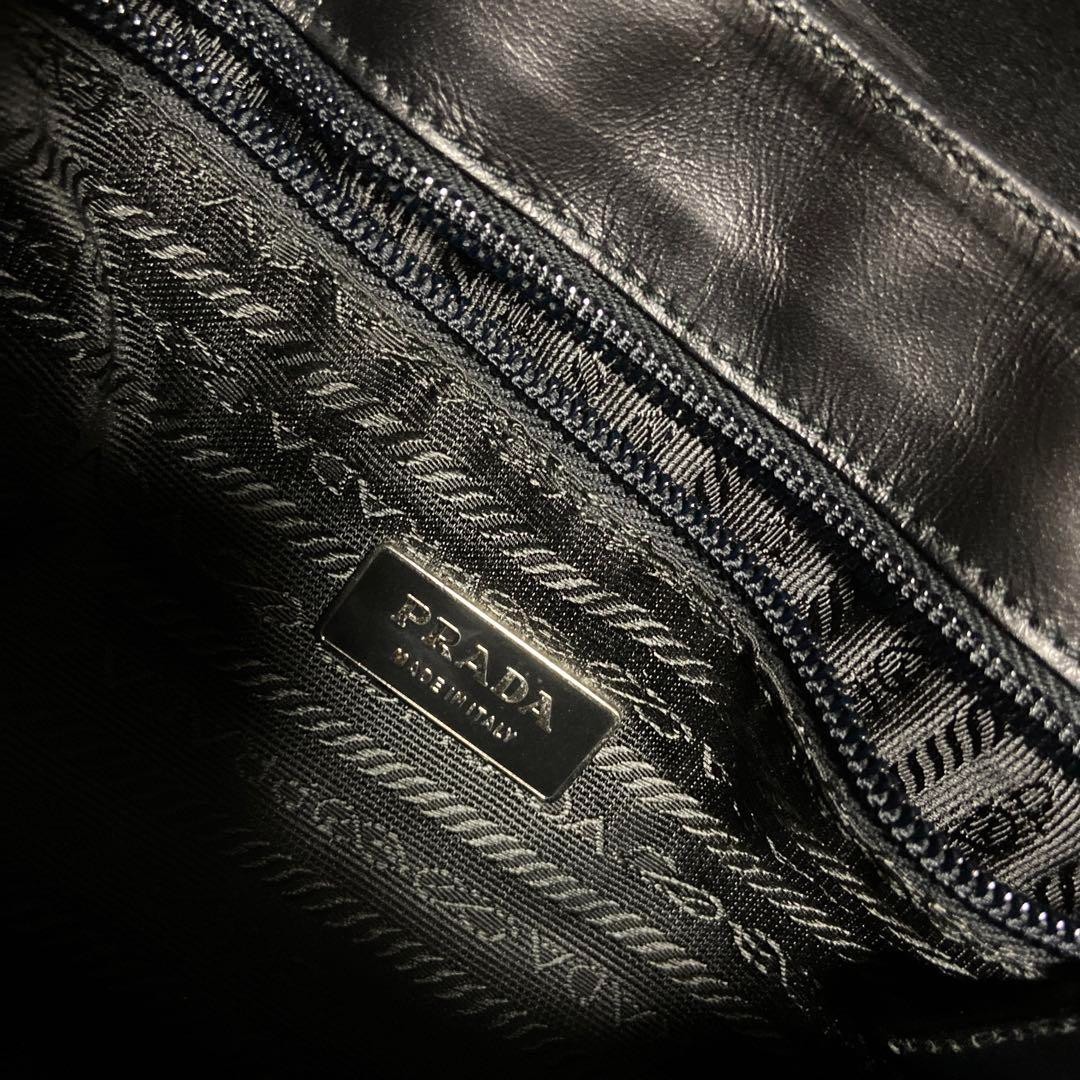 PRADA Vitello Drive Leather Shoulder Bowling Bag Black Y2K Vintage