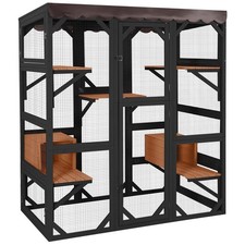 Outdoor Large Cat House for Mulitiple Cats Walk in Kitty Cage with Tarp Roof