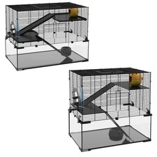 PawHut Hamster Cage, Gerbil Cage with Glass Basin for Small Hamsters