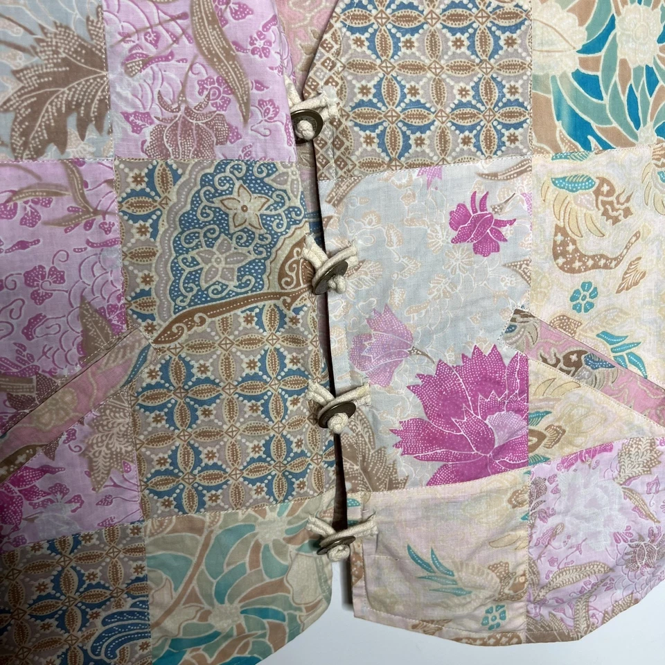 Chaleco Take Away Pure Love Para Hombres Pequeño Rosa Verde Azulado Retazos Batik Boho Cuerda Corbatas Foto 4 de 4