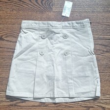 The Children's Place Girls Size 6 Beige Twill Knee Skirt Button Front Zip