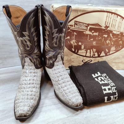 Lucchese Classics GB Nile Crocodile Cowboy Boots Men 10.5 D Gray