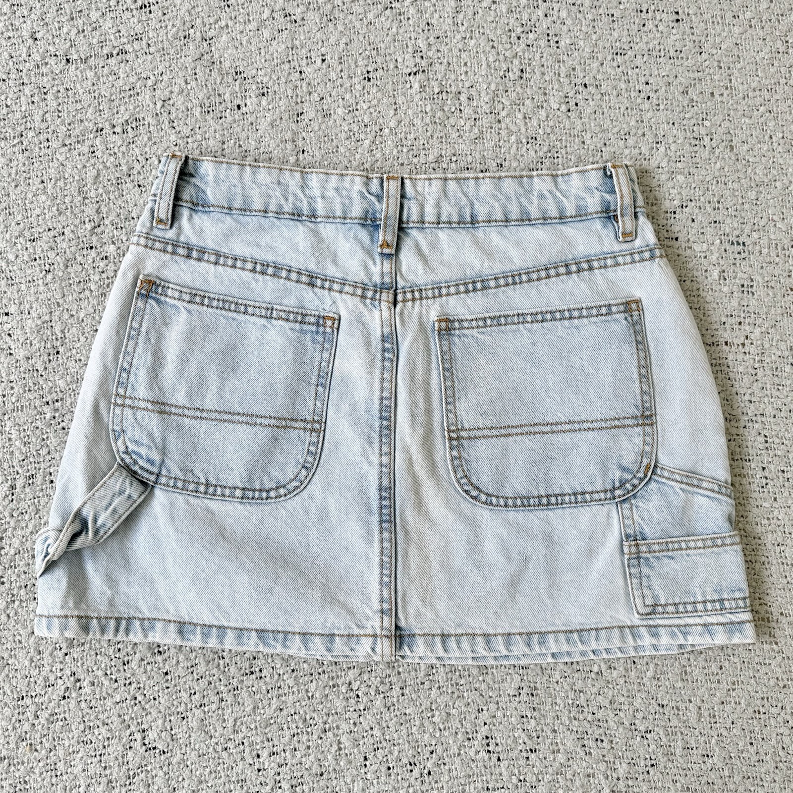 Cotton On Cargo Denim Mini Skirt Light Wash Low Rise Y2K Size 4
