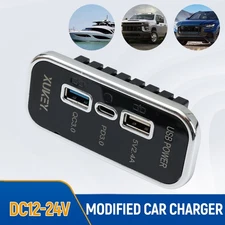 Car PD  Type C USB Port Fast Charger Socket Power Outlet Panel Charge DC 12V-24V