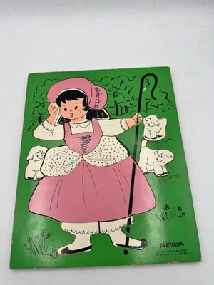 Vintage Playskool Wood Tray Wooden Puzzle Little Bo Peep 185-25 15 Pieces 2-6 yr