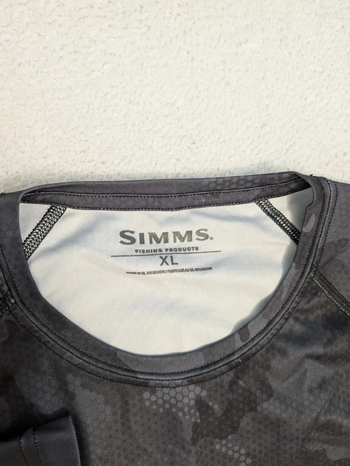 Simms Challenger Solar Tech Jersey Hex Flo Camo Steel UPF 30 Men's XL - Image 2 of 4