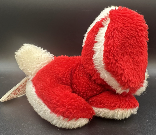 Vintage 1977 Russ Berrie Plush Red White 6" Puppy Dog Taffy Laying Down - Picture 3 of 11