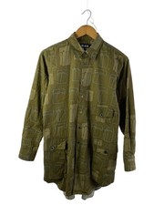 BLACK COMME des GARCONS Long Sleeve Shirt S Cotton KHK Pattern 1F B001