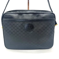 OLD Gucci Shoulder Bag MicroGG Black PVC Leather Purse Pouch Vintage Authentic!