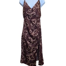 Urban Outfitters Y2K Brown Butterfly Print Midi Dress Sleeveless S/P