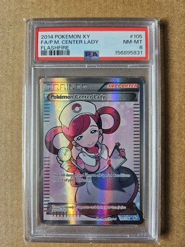Flash Fire - Full Art Pokemon Center Lady - 105/106 - PSA 8