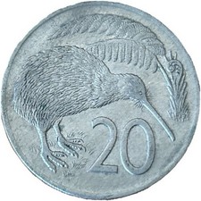 1973 New Zealand 20c Twenty Cents Circulated Very Fine