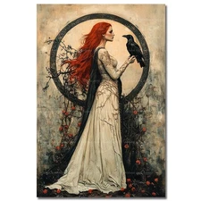 MORRIGAN ART PRINT, Witchy Gothic Poster, Celtic Goddess Pagan Wall Decor Crow