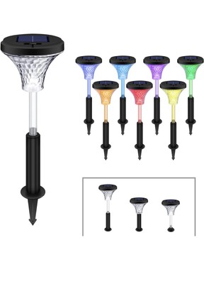 Solar LED Pathway Lights 8-Pack Color Changing Waterproof Outdoor Open Box