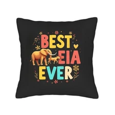 Set of 2 18x18 Throw Pillow Covers - Colorful " BEST EIA " Design with Elephants