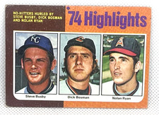 1975 Topps '74 Highlights #7 Dick Bosman-Steve Busby- Nolan Ryan