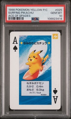 Surfing Pikachu #025 Pokemon Playing Card Poker Yellow Ace Spades