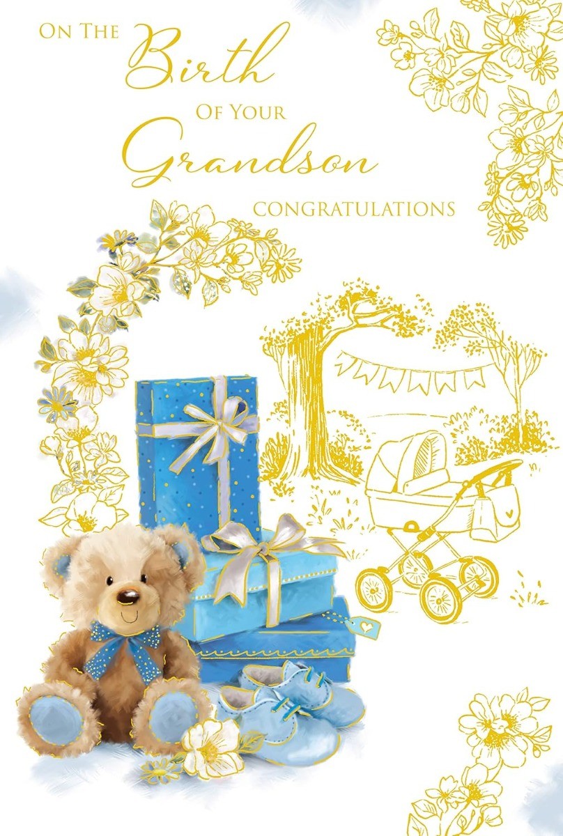 Birth Of Baby Grandson Card. 23x15cm