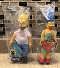 1990 Burger King The Simpsons Homer Marge Plush Dolls Sealed Vintage Set
