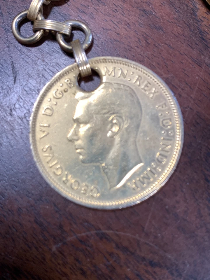 Vintage Real Anitque BRITISH PENNY COIN Brass Belt 35" Long - Image 2 of 4