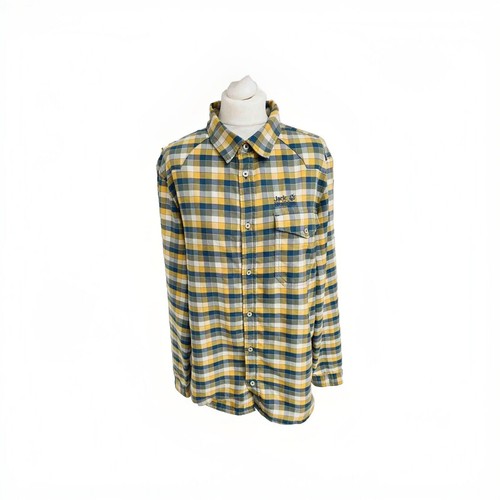 Camisa Jack Wolfskin Para Hombre Talla Grande Calce Ajustado Cuadros Cuello Abotonado Algodón - Imagen 1 de 6