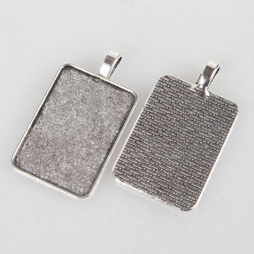 10x Tibetan Alloy Pendant Setting Bases Bezel Blank Silver Square Rectangle Tray - Picture 18 of 41