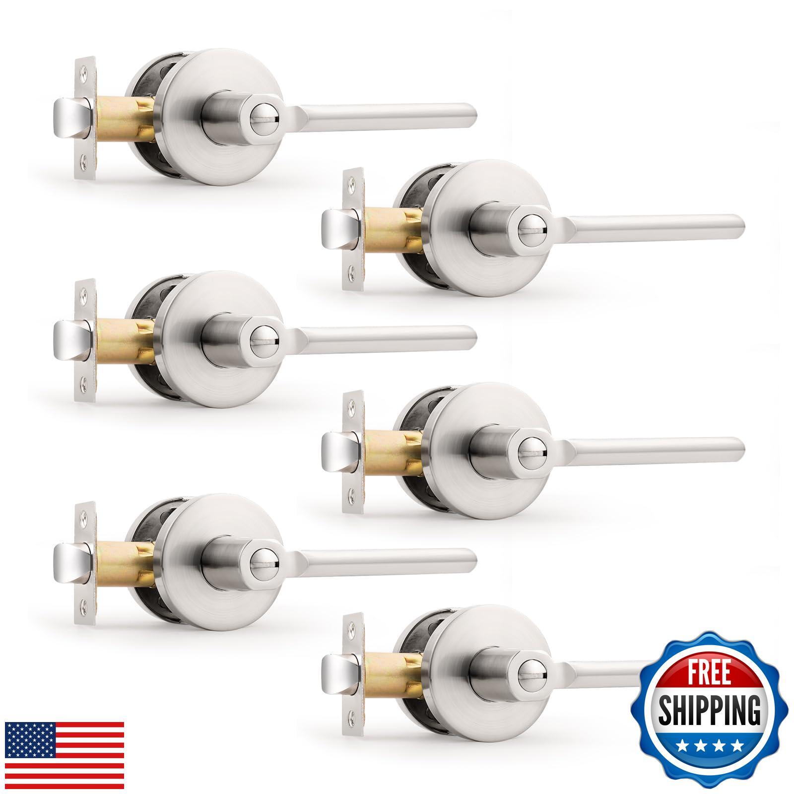 Probrico Privacy Door Handles for Bedroom and Bathroom Brushed Nickel Interio-image