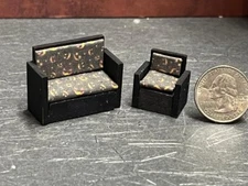 Dollhouse Miniature Sofa Chair Black B 1:48 Quarter Scale F211 Dollys Gallery