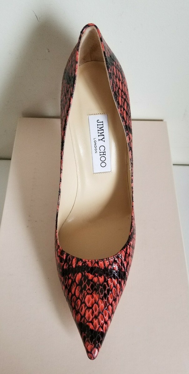 JIMMY CHOO ABEL ELAPHE SNAKE FLAME POINTY TOE PUMPS 37.5 38 JIMMY CHOO ABEL ELAPHE SNAKE FLAME POINTY TOE PUMPS 37.5 38
