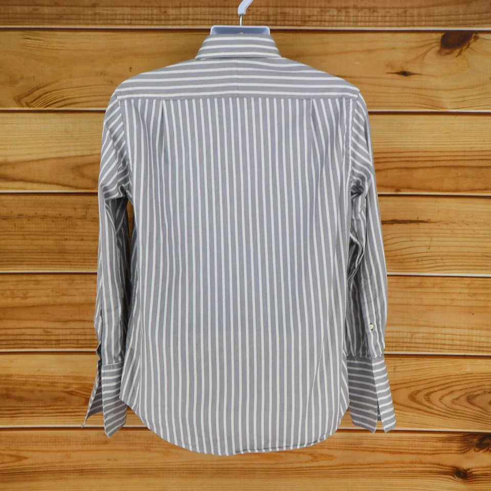 Camisa de Vestir Tommy Bahama Para Hombres 15.5 Gris Blanco Rayas Puños Franceses Cuello Punta Foto 2 de 4