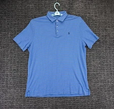 Ralph Lauren Polo Shirt Mens No Tag Measured XL Blue Striped Jersey Polo Golf