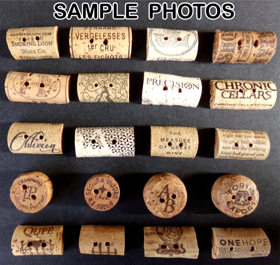 CRAFT BUTTONS: 20 Wine Cork Cuts, Flat-Back 2-Hole Acrylic Finish, 3D Button Lot - Image 2 of 4