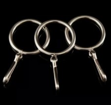 Stainless Steel Shower Curtain Rings 12 Rings w/ Hooks Satin Nickel
