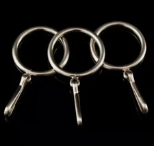 Stainless Steel Shower Curtain Rings 12 Rings w/ Hooks Satin Nickel