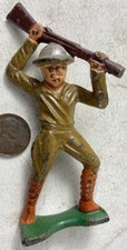 Vintage 1930's Grey Iron Soldier Barclay Manoil Using Rifle as Club