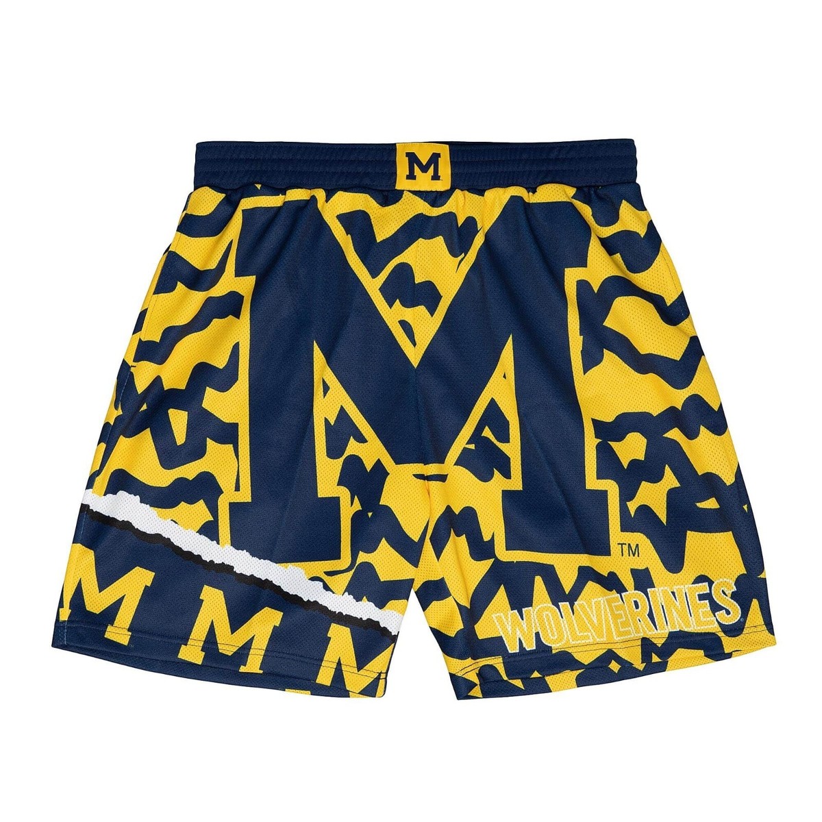 MICHIGAN WOLVERINES NCAA MITCHELL NESS JUMBOTRON SUBLIMATED SHORTS