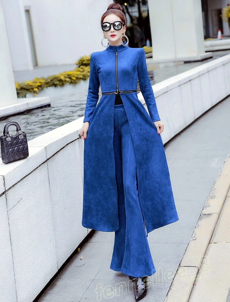 Pant suit with long coat clearance